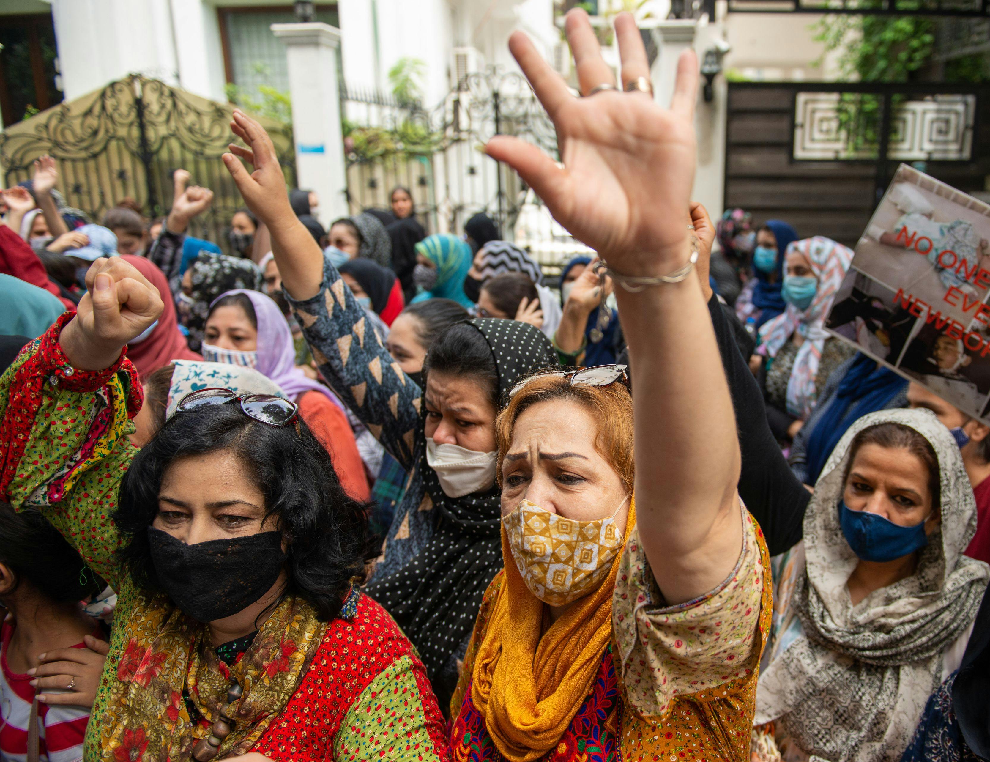 A group of women protesting in Pakistan.