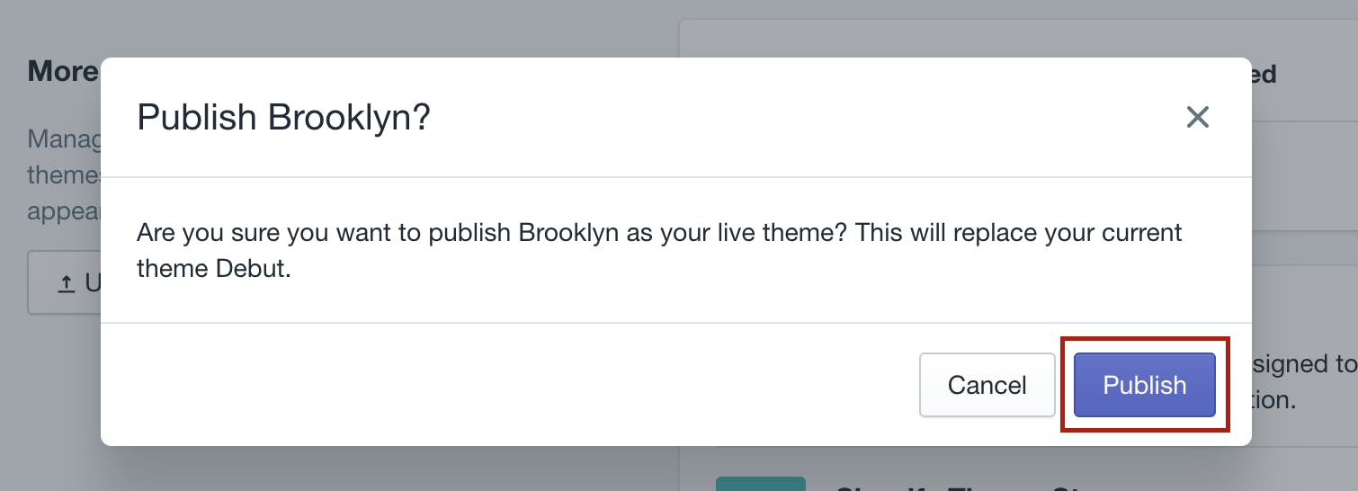 publish theme Shopify