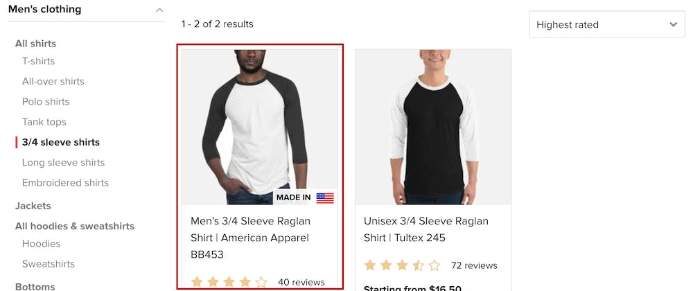 choose product Printful