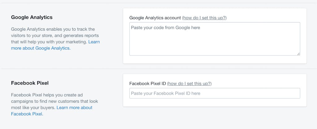 google analytics facebook pixel Shopify