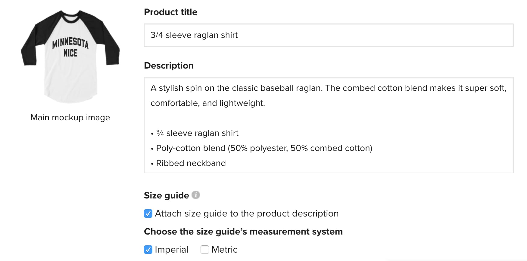product title and description Printful