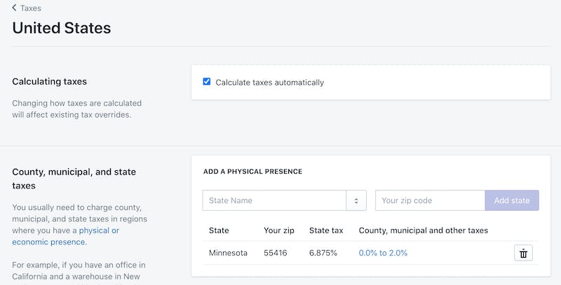 set up taxes
