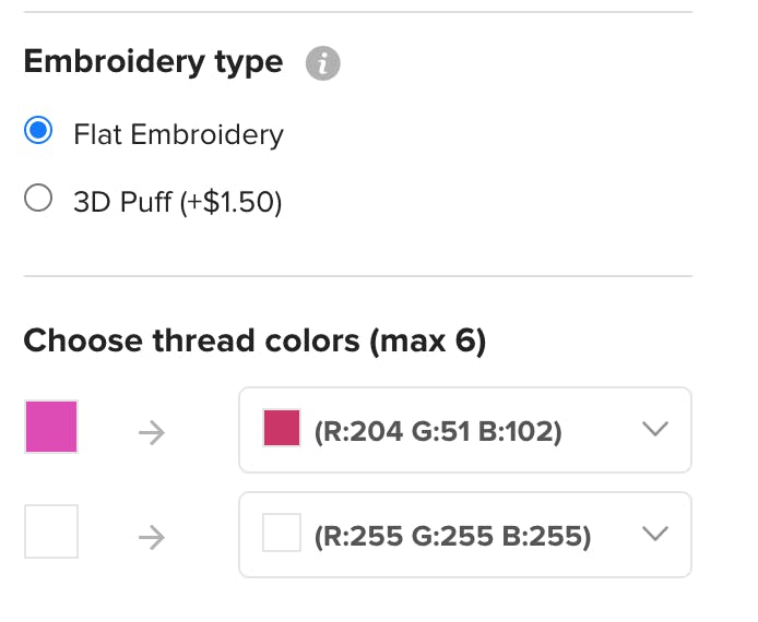 embroidery Printful