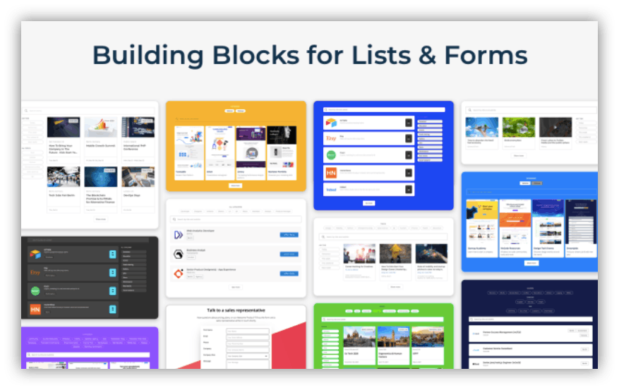 builsing blocks for lists & forms