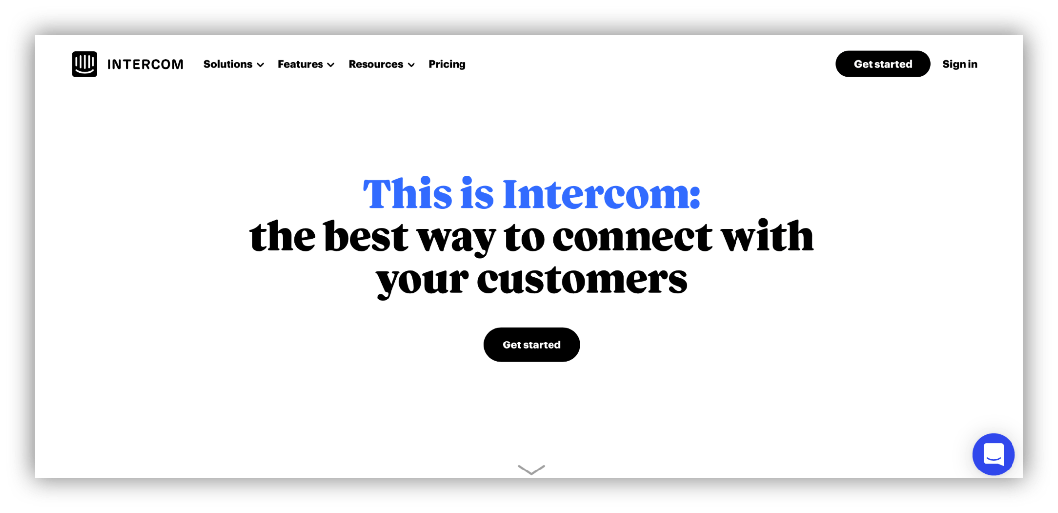 Intercom landing page