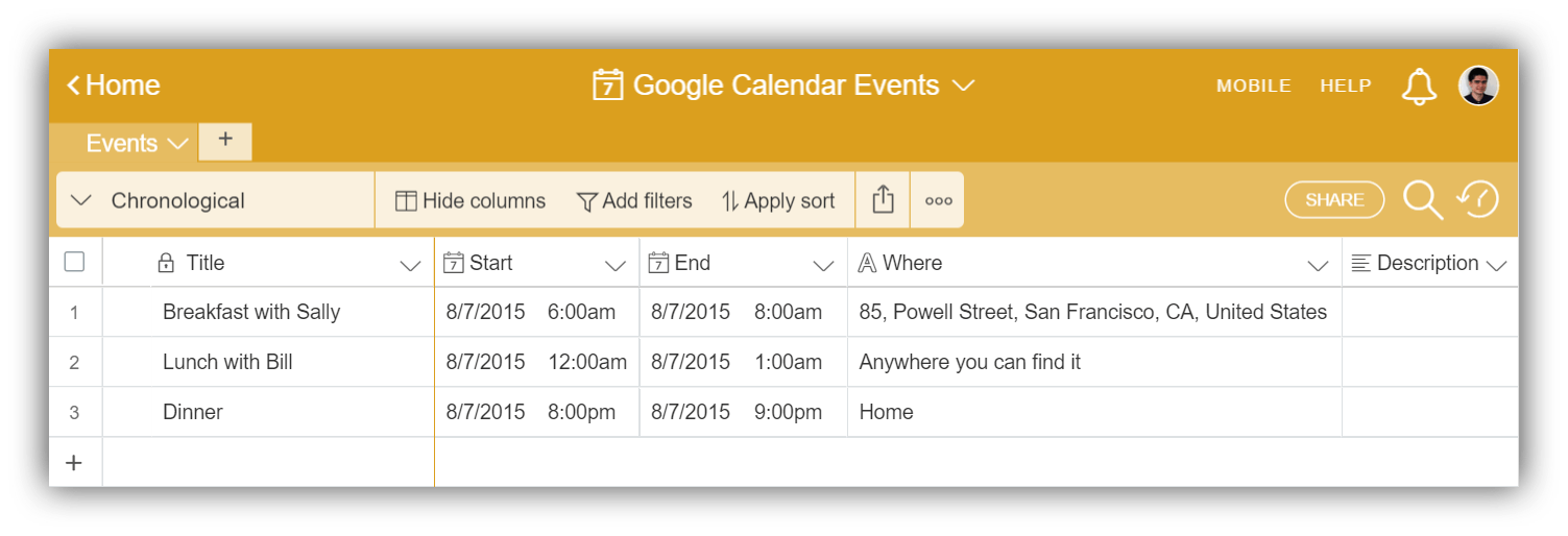 Intégration d'Airtable et de Google Calendar