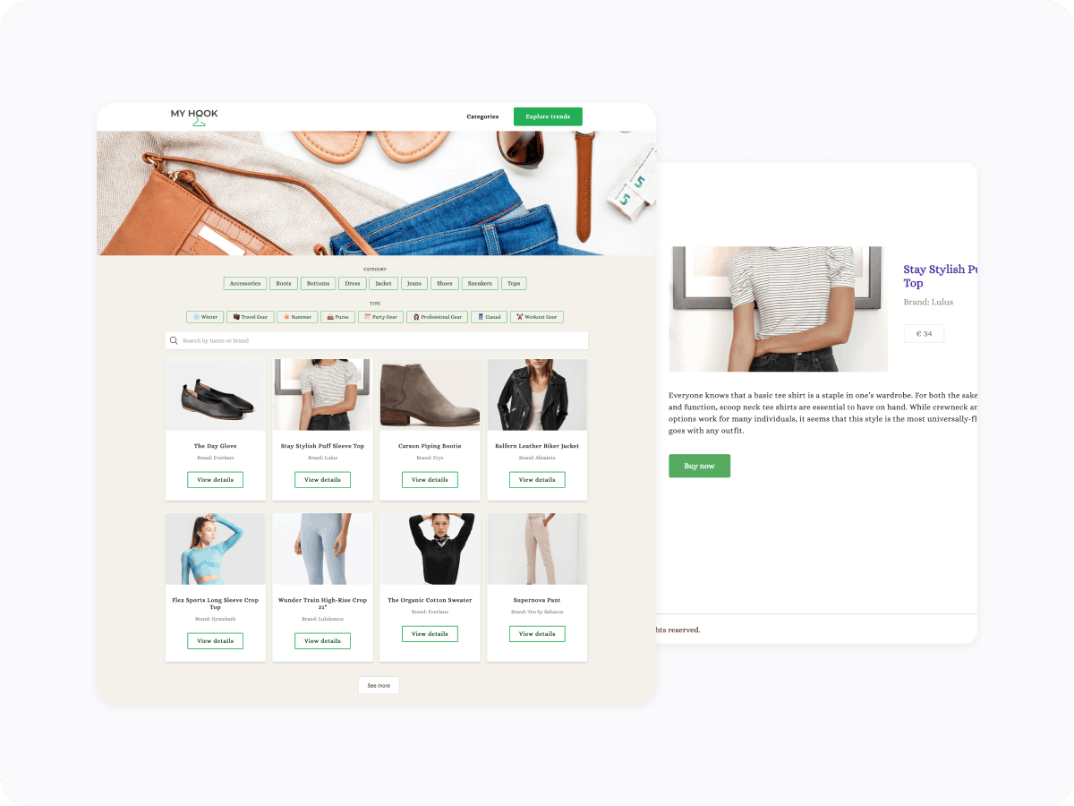 Online marketplace template from Softr 