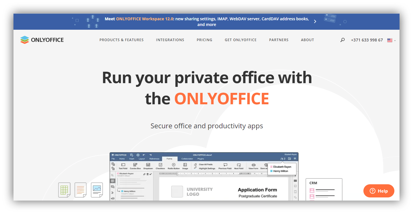 OnlyOffice homepage