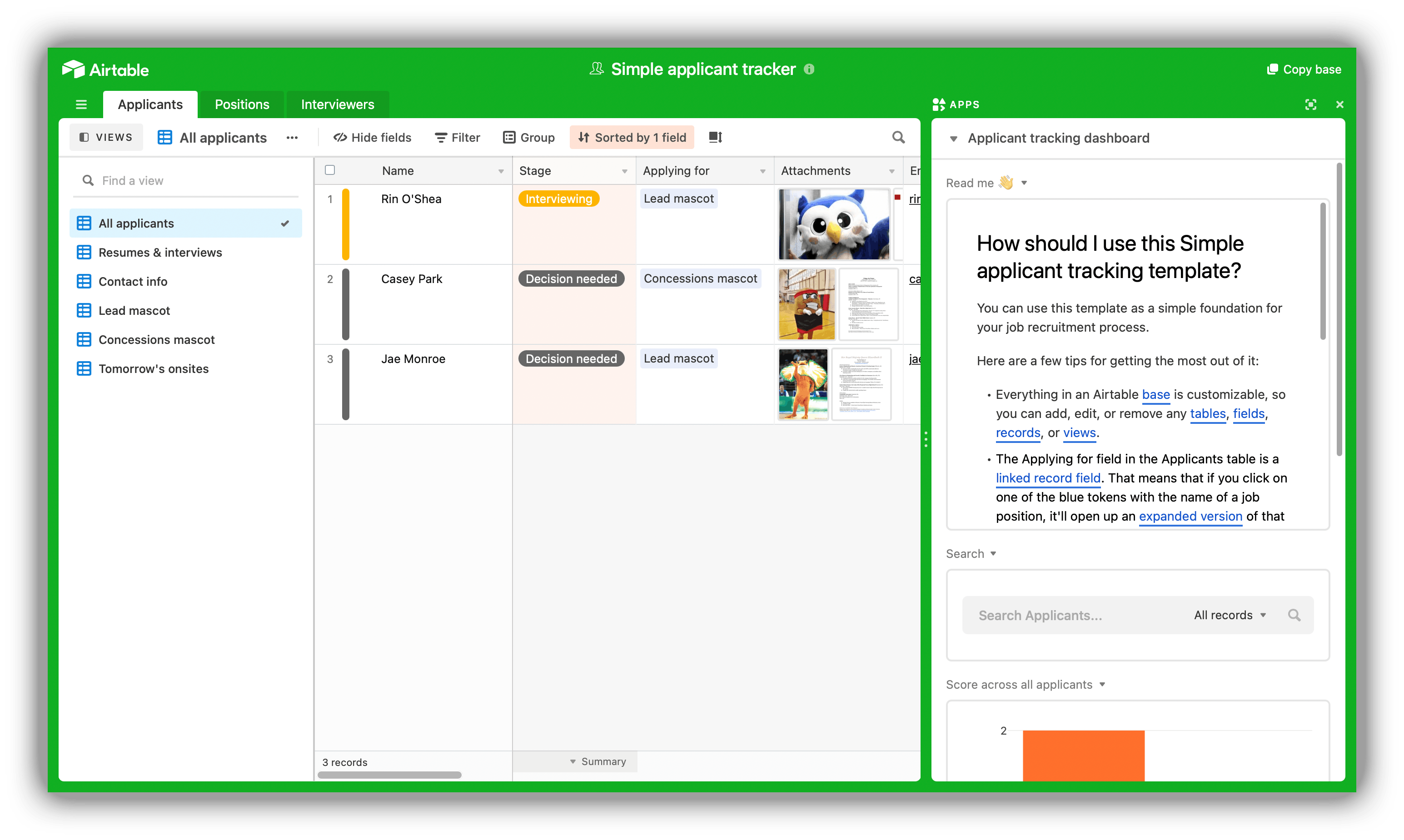 Simple applicant tracker
