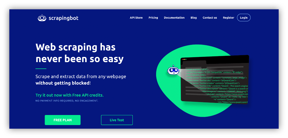Scrapingbot home page