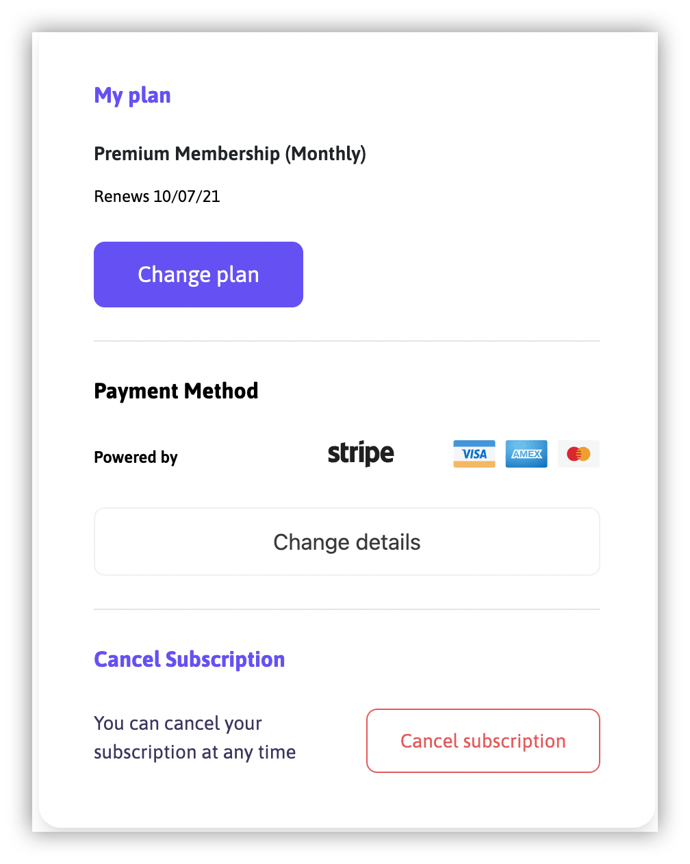 payment functionality