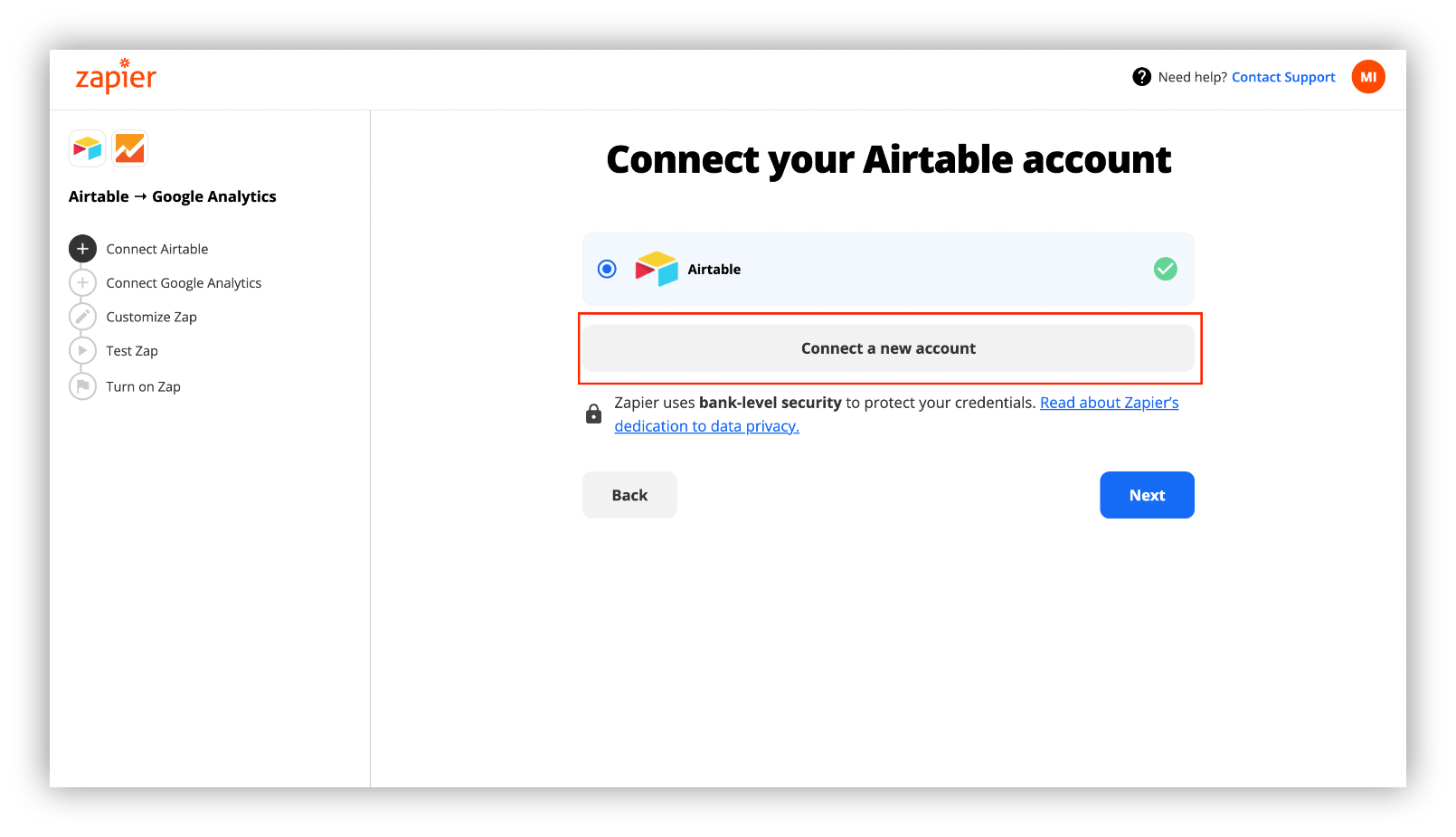 connect your Airtable account
