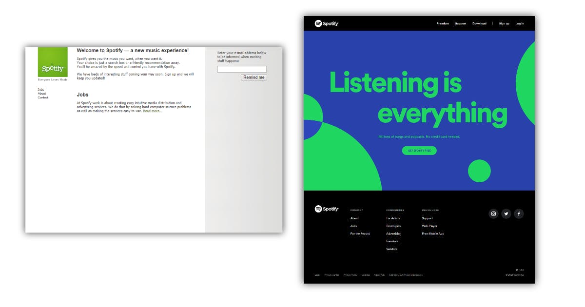 website redesign example Spotify 