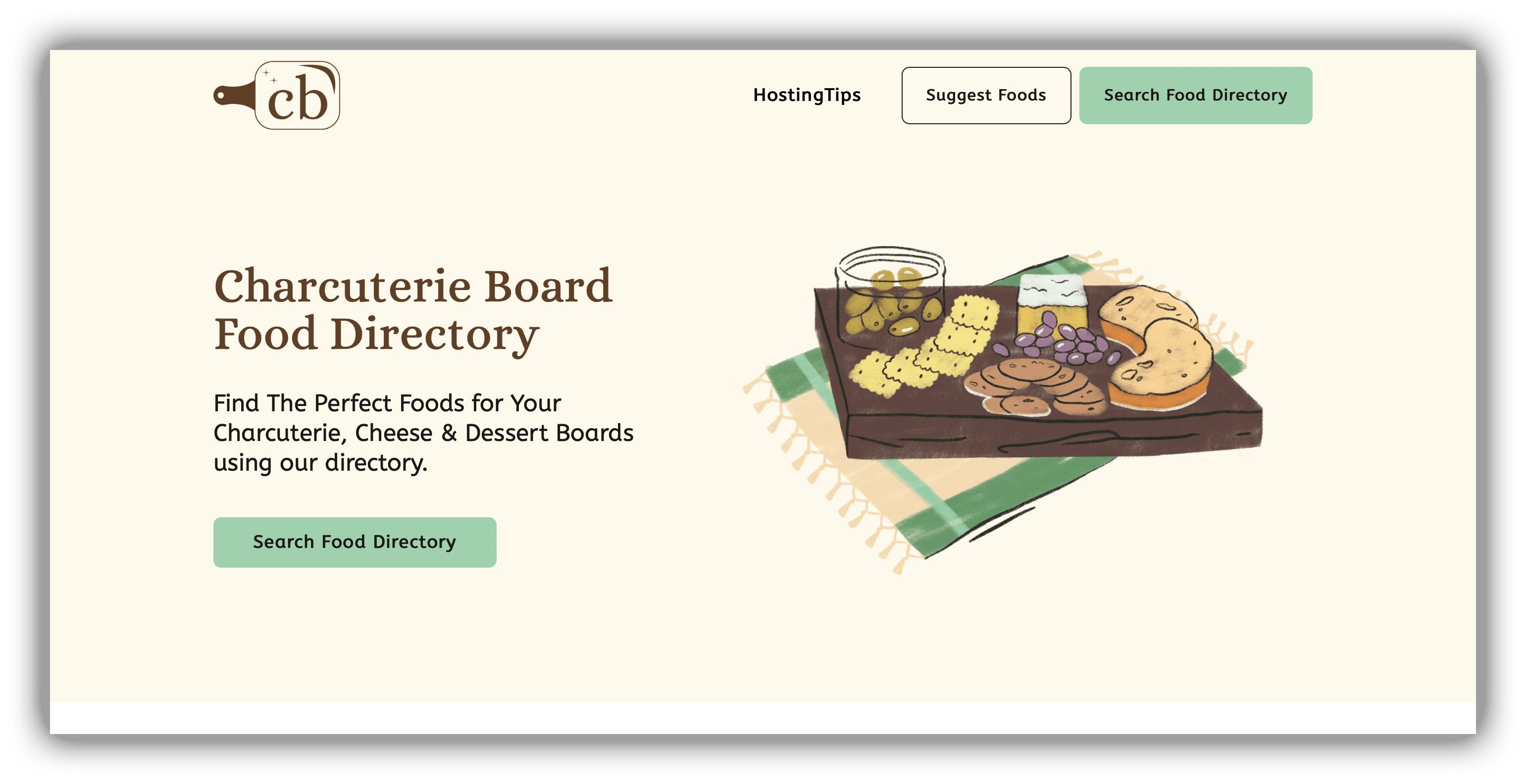 Application Web de l'annuaire des aliments de la Charcuterie Board