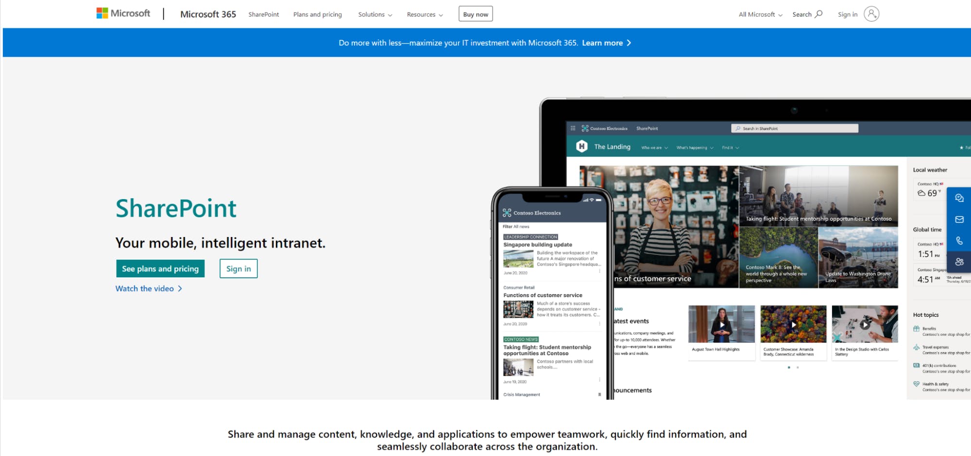 SharePoint landing page