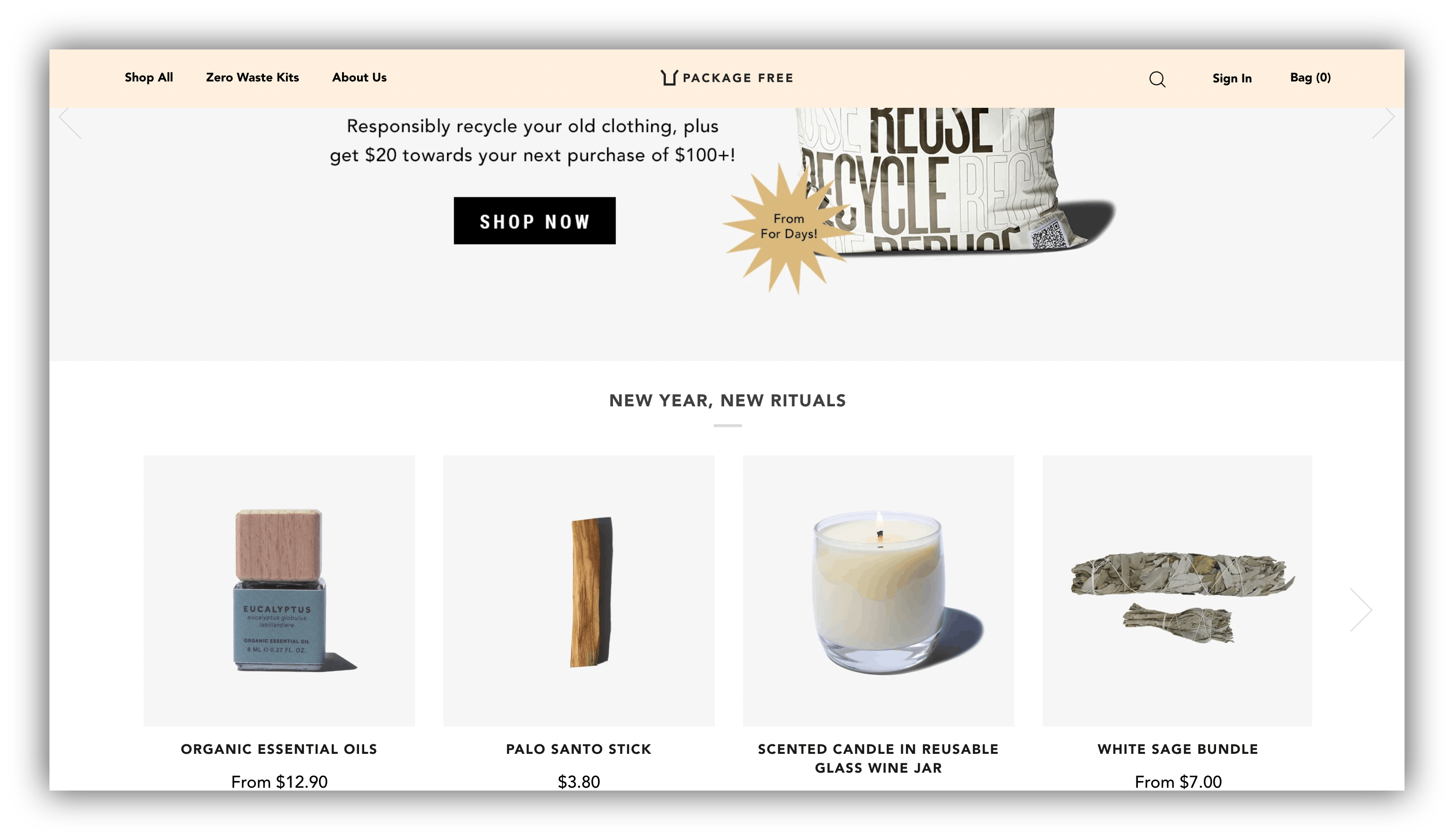 Package free, an ecommerce web app