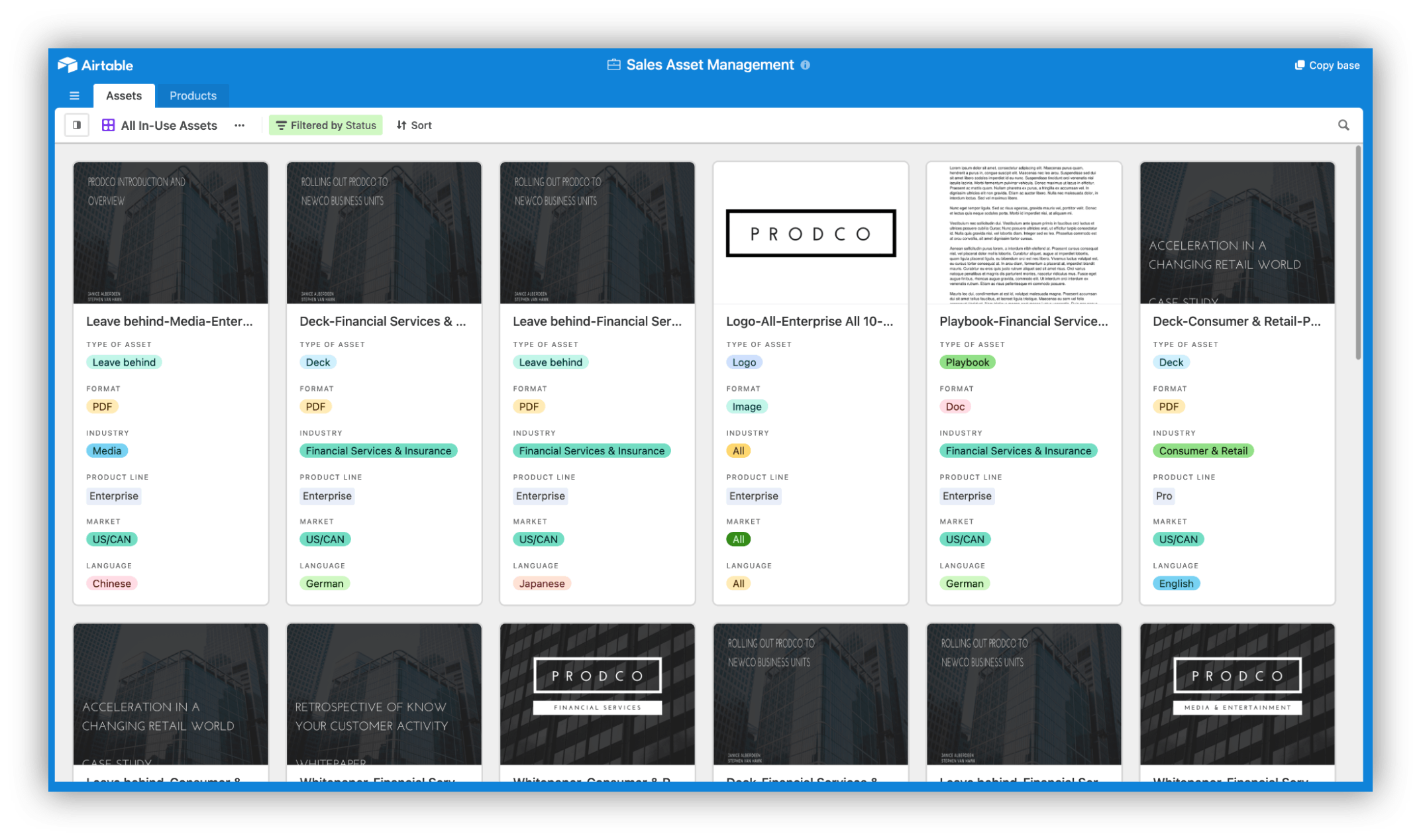 Sales asset management with Airtable
