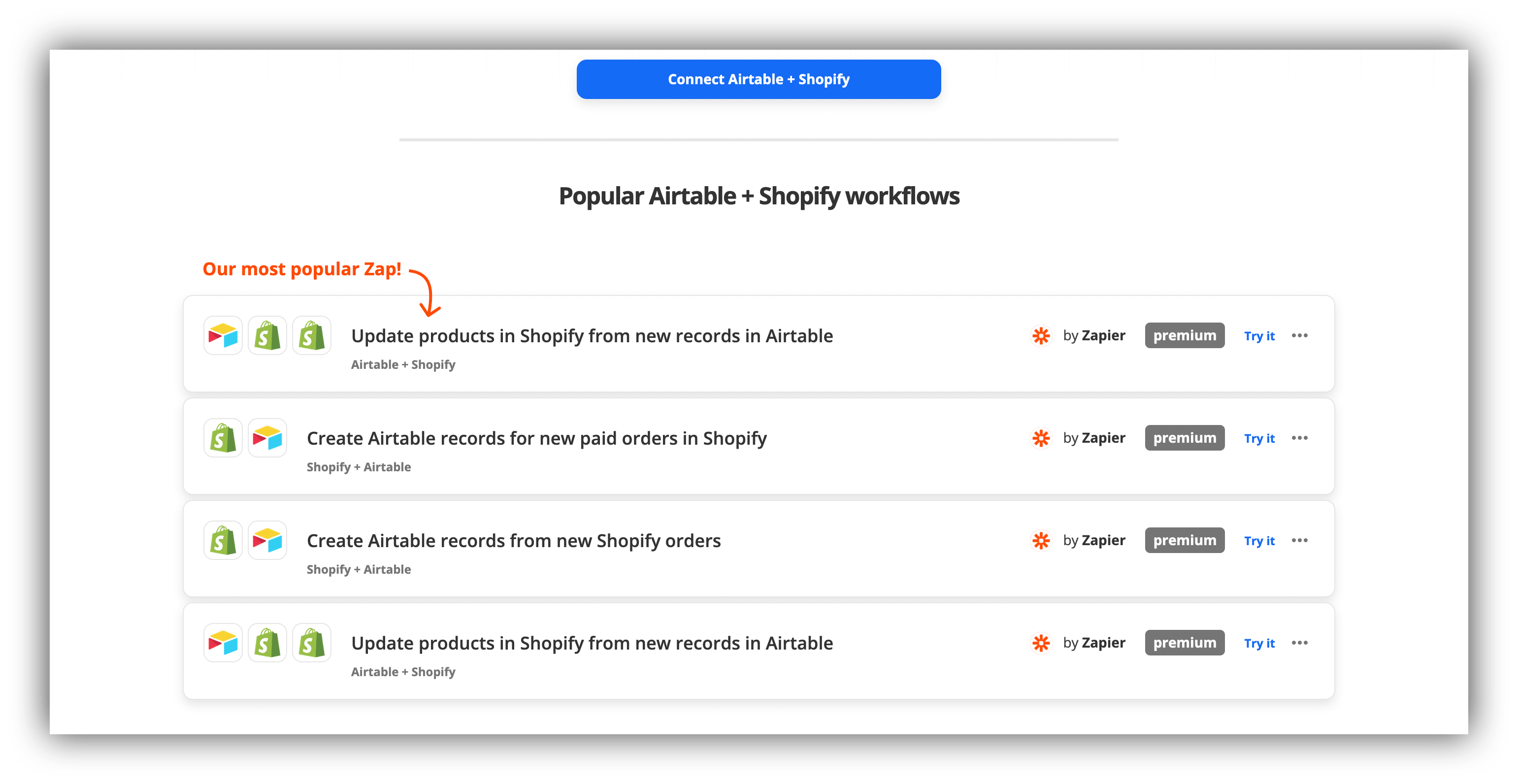 Airtable integration with Shopify