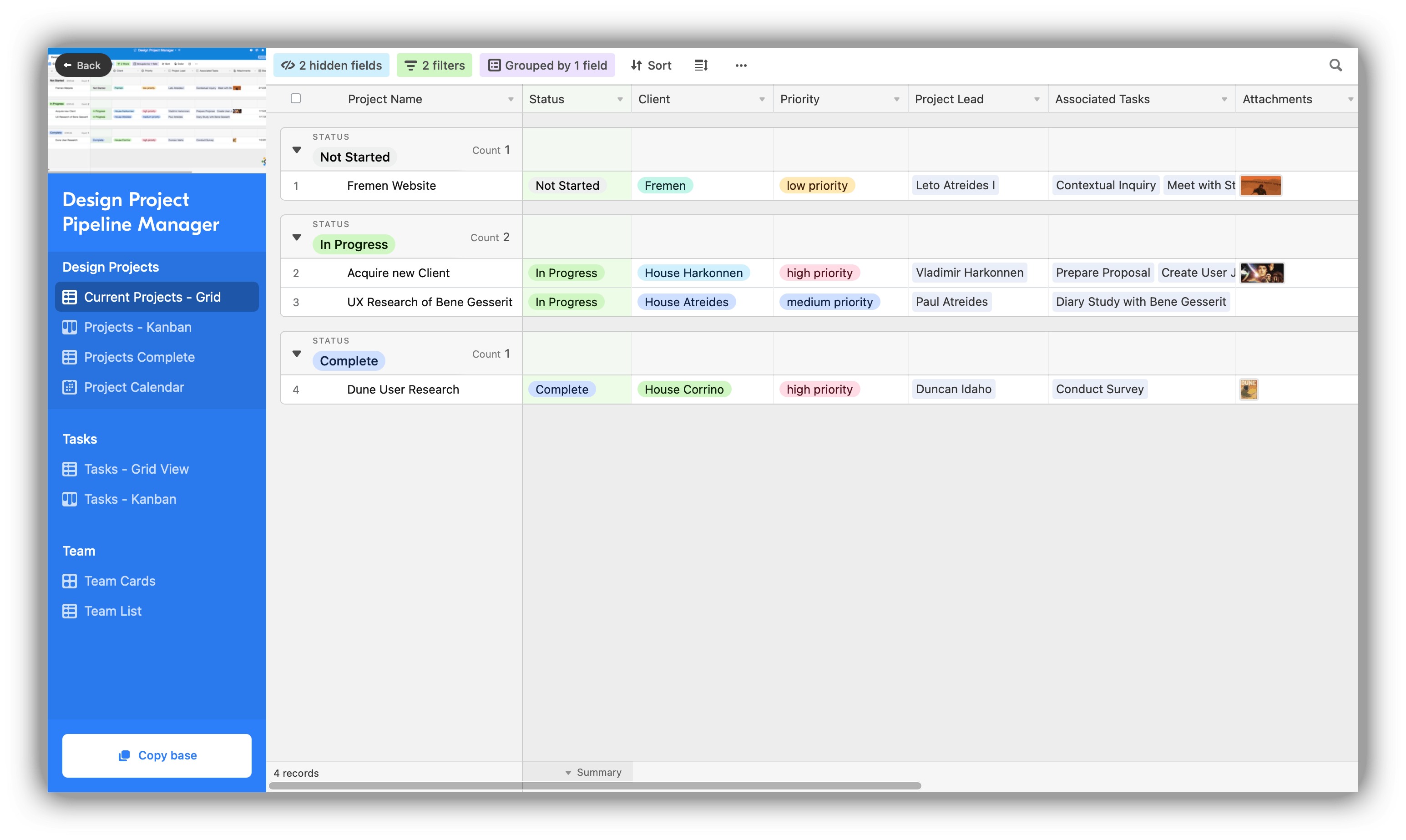 Project pipeline manager template 