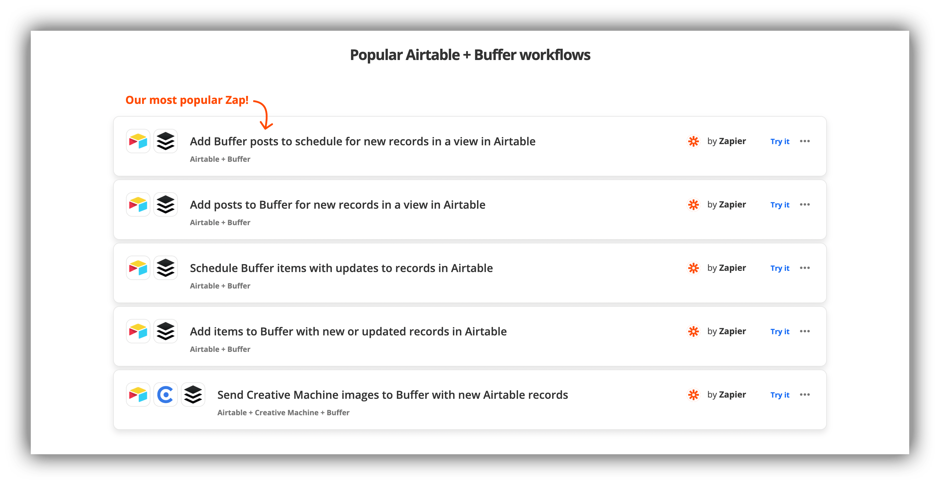 Airtable integration with Buffer