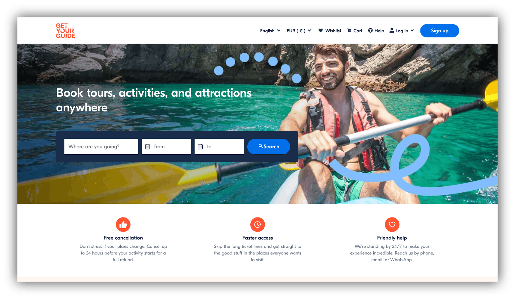 GetYourGuide  landing page 