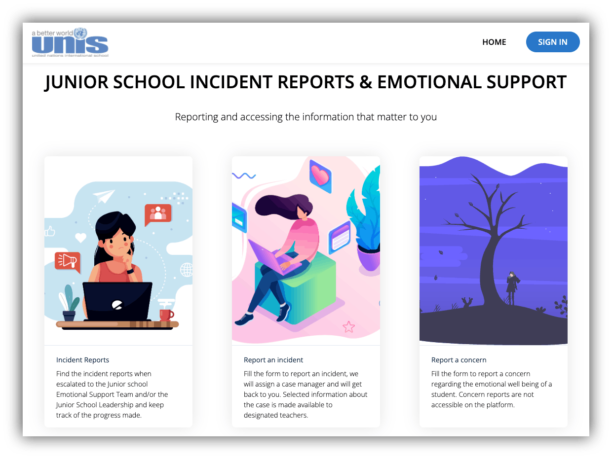 un international school portal home page