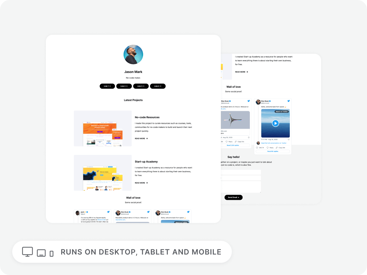 user profile page template snapshot