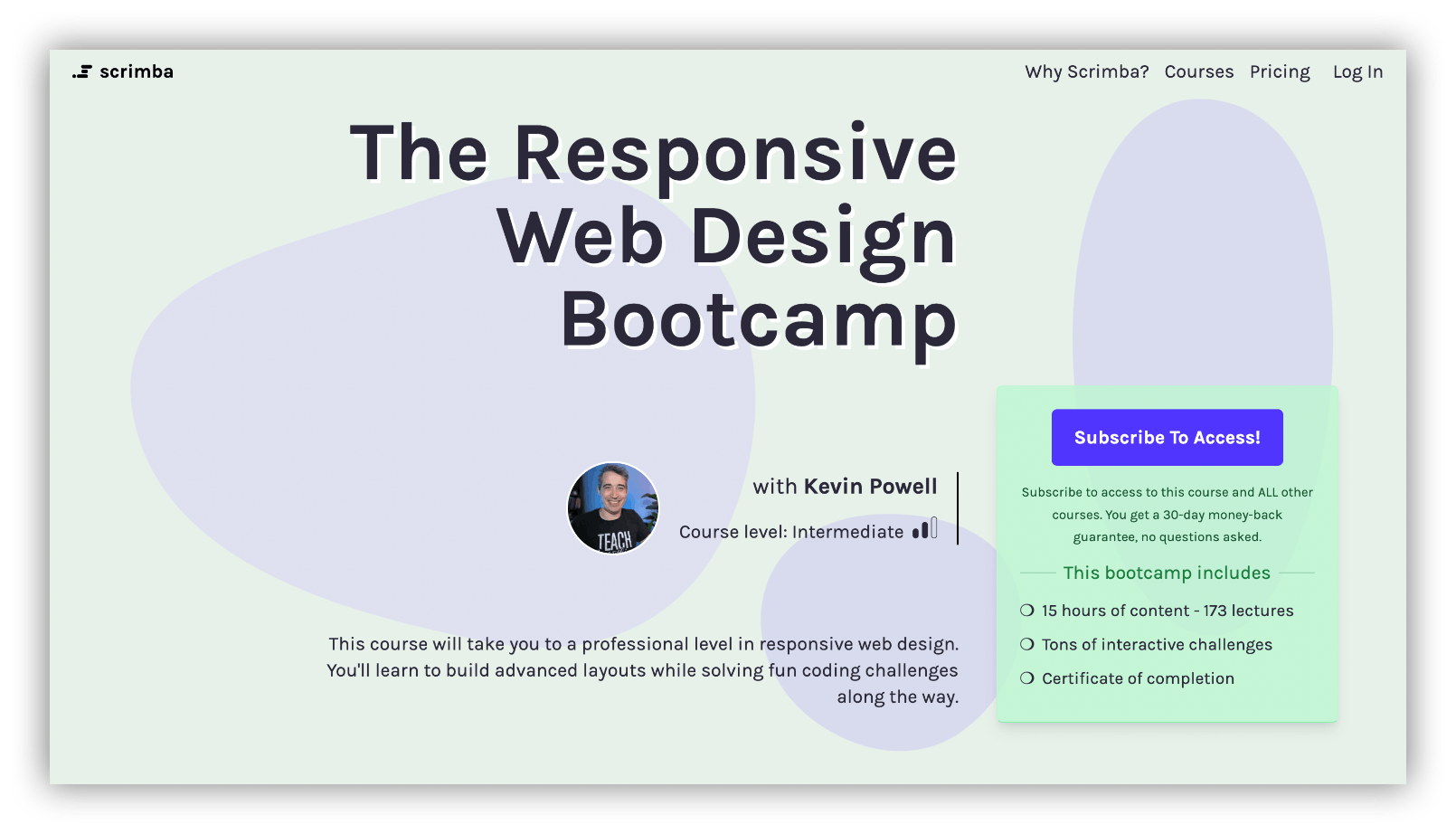 responsive web design bootcampcourses home page