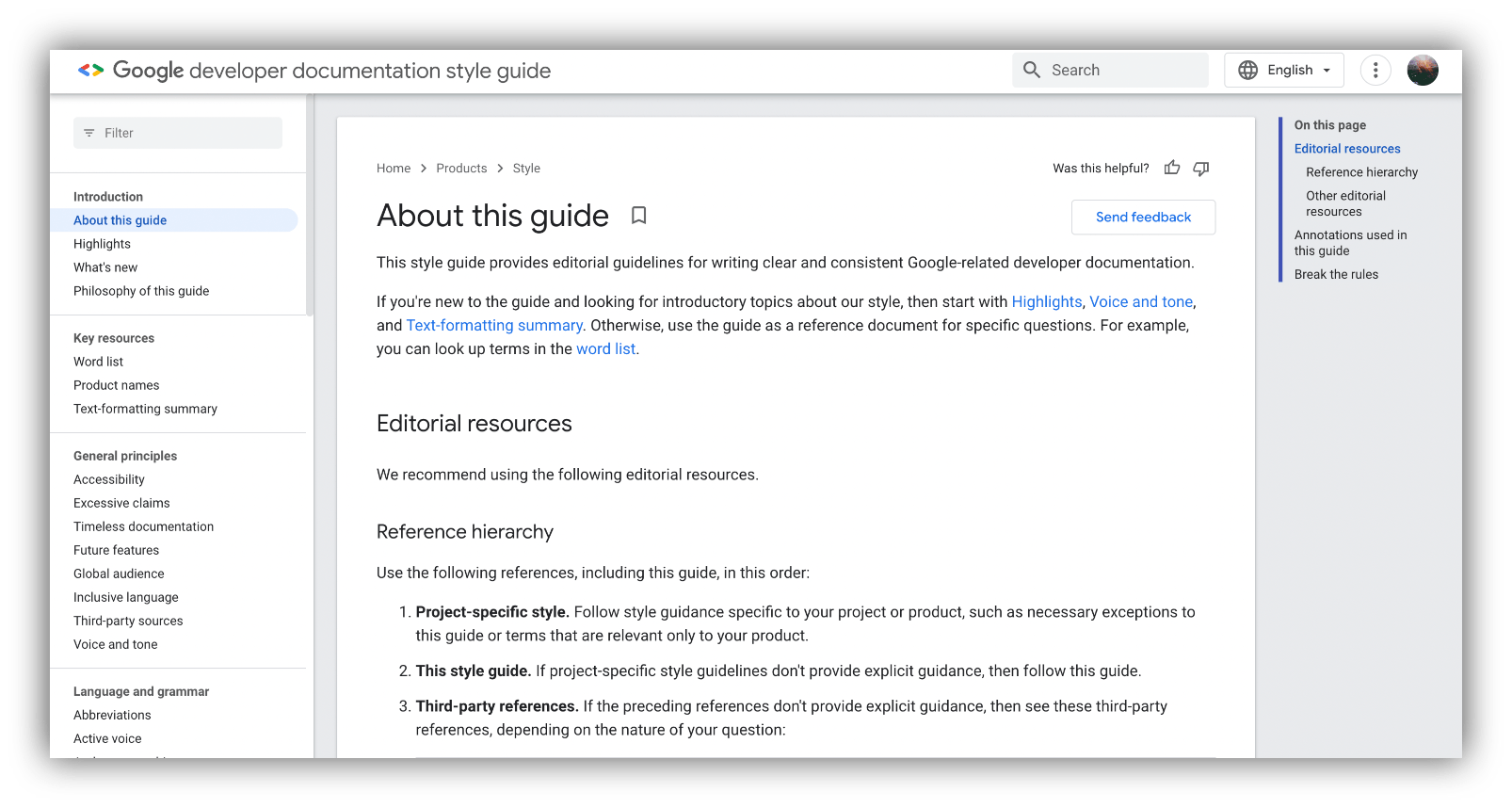 Google developer documentation style guide