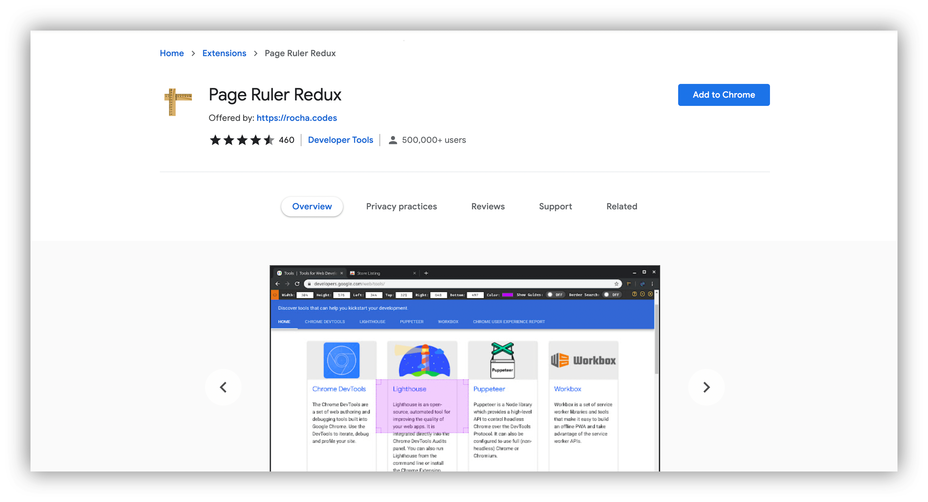 Page Ruler Redux chrome extension 