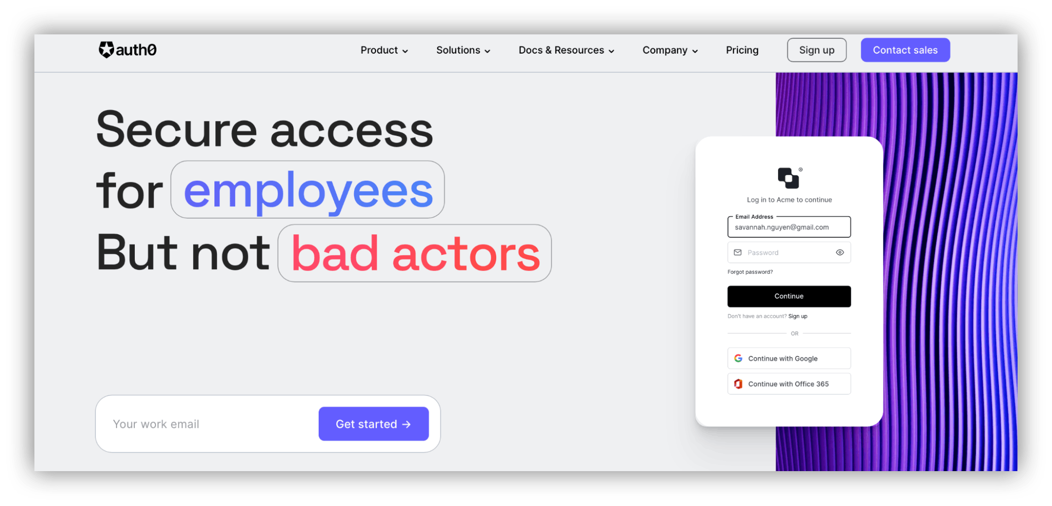 Auth0 landing page