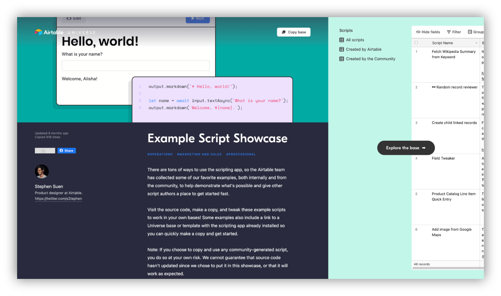 example script showcase