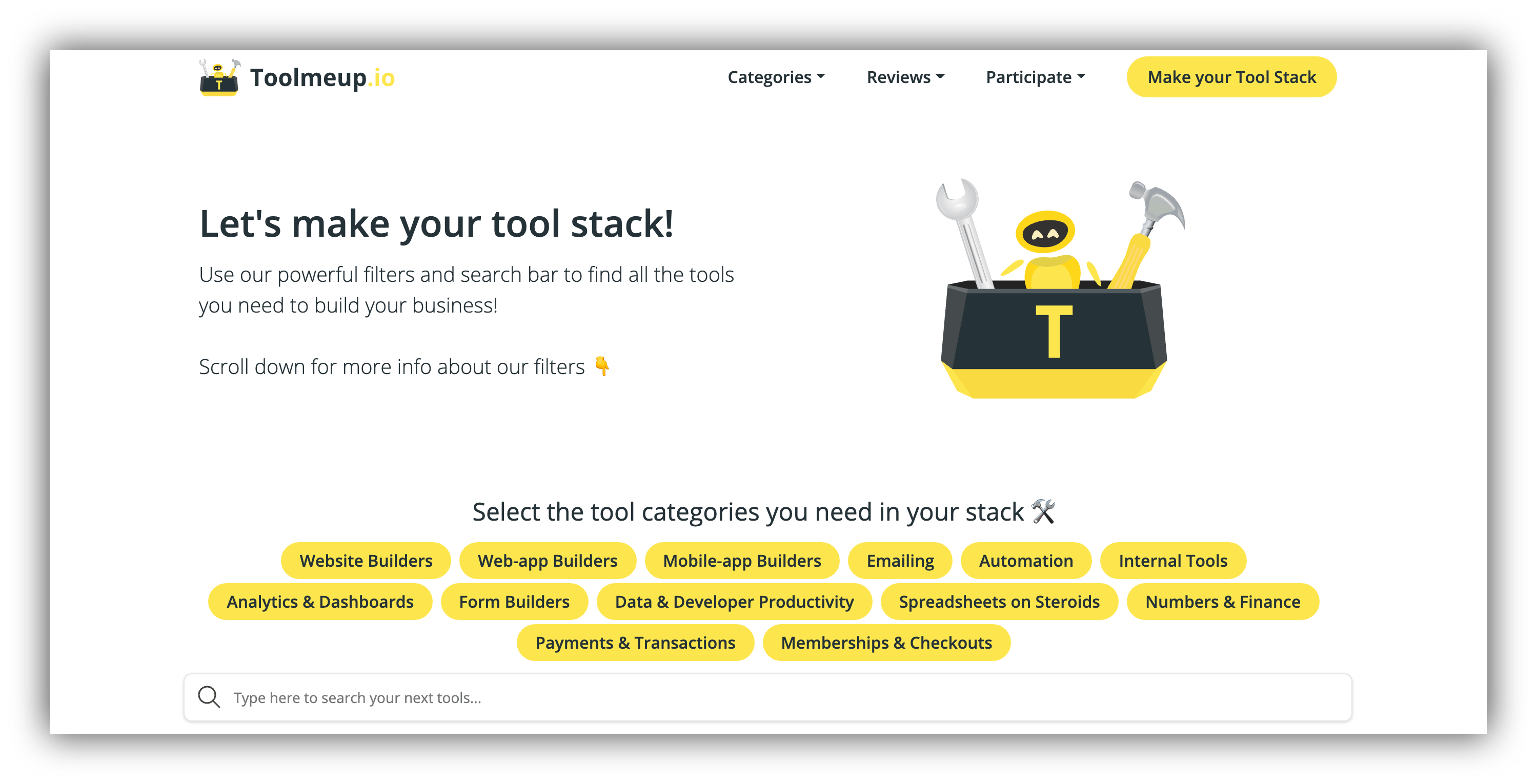 make your stack of startup tools
