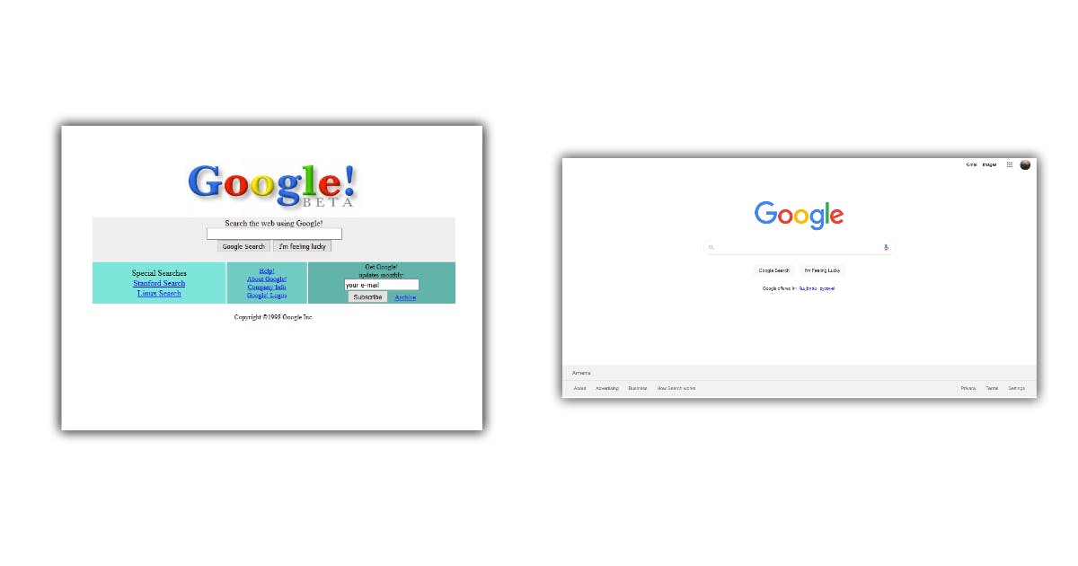 website redesign example Google
