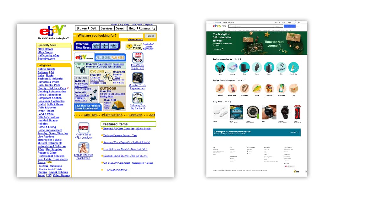 website redesign example Ebay