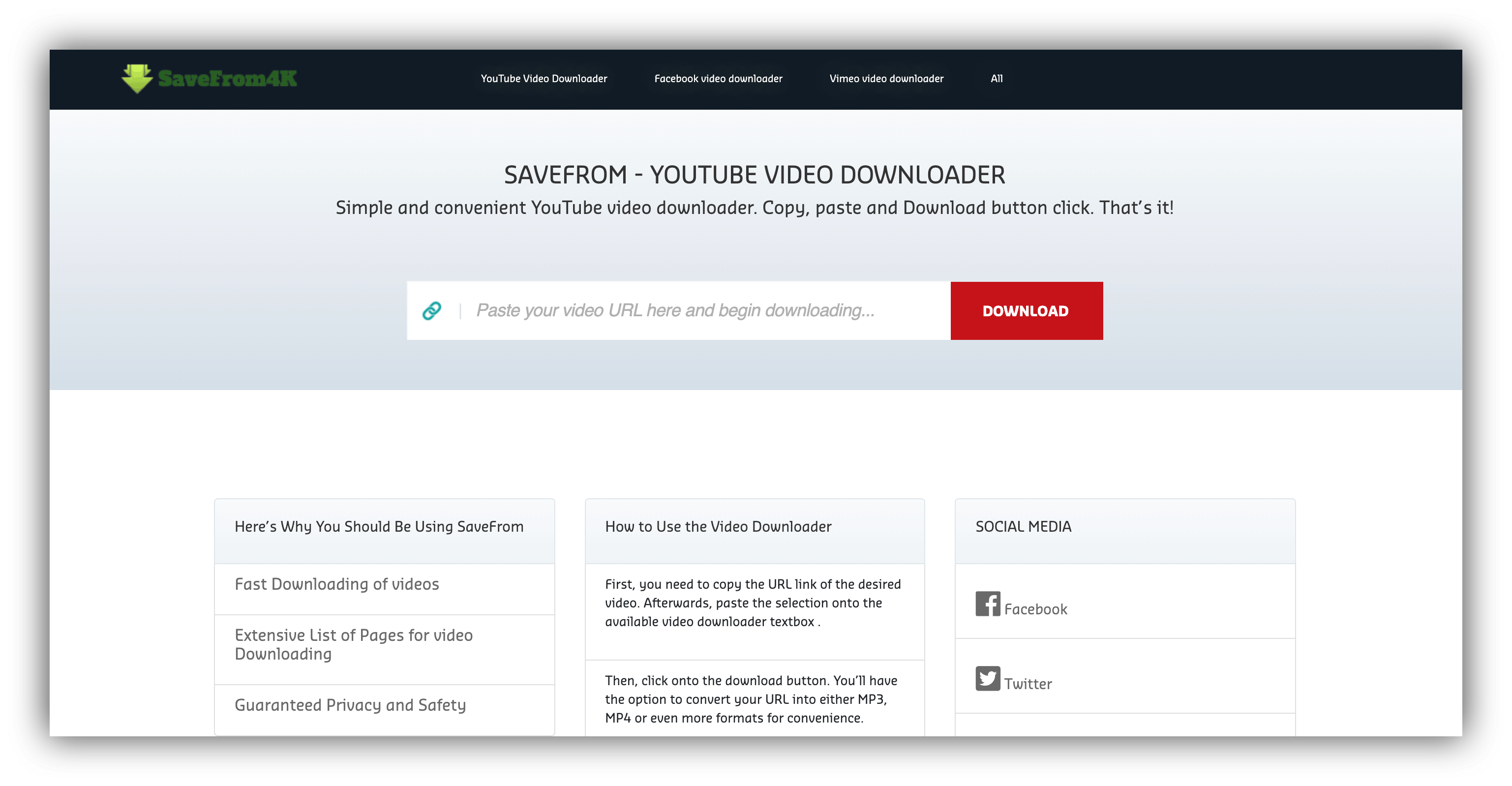 savefrom4k homepage