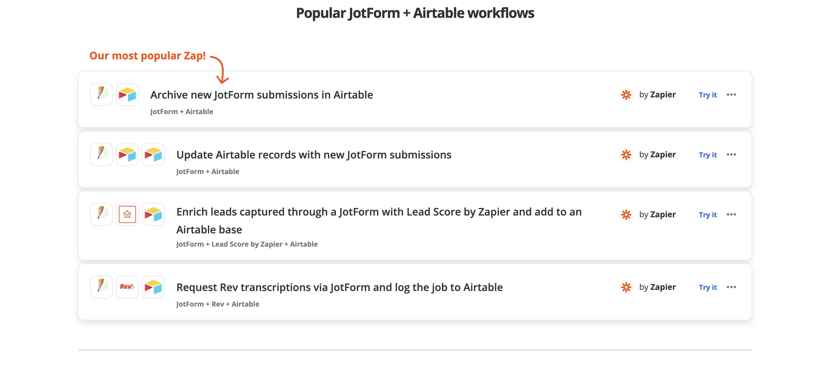 Intégration d'Airtable avec JotForm