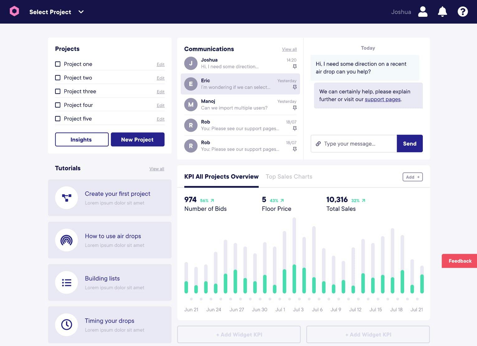 Blocksee web3 CRM marketing dashboard for NFT airdrops, whitelist, nft generators and more