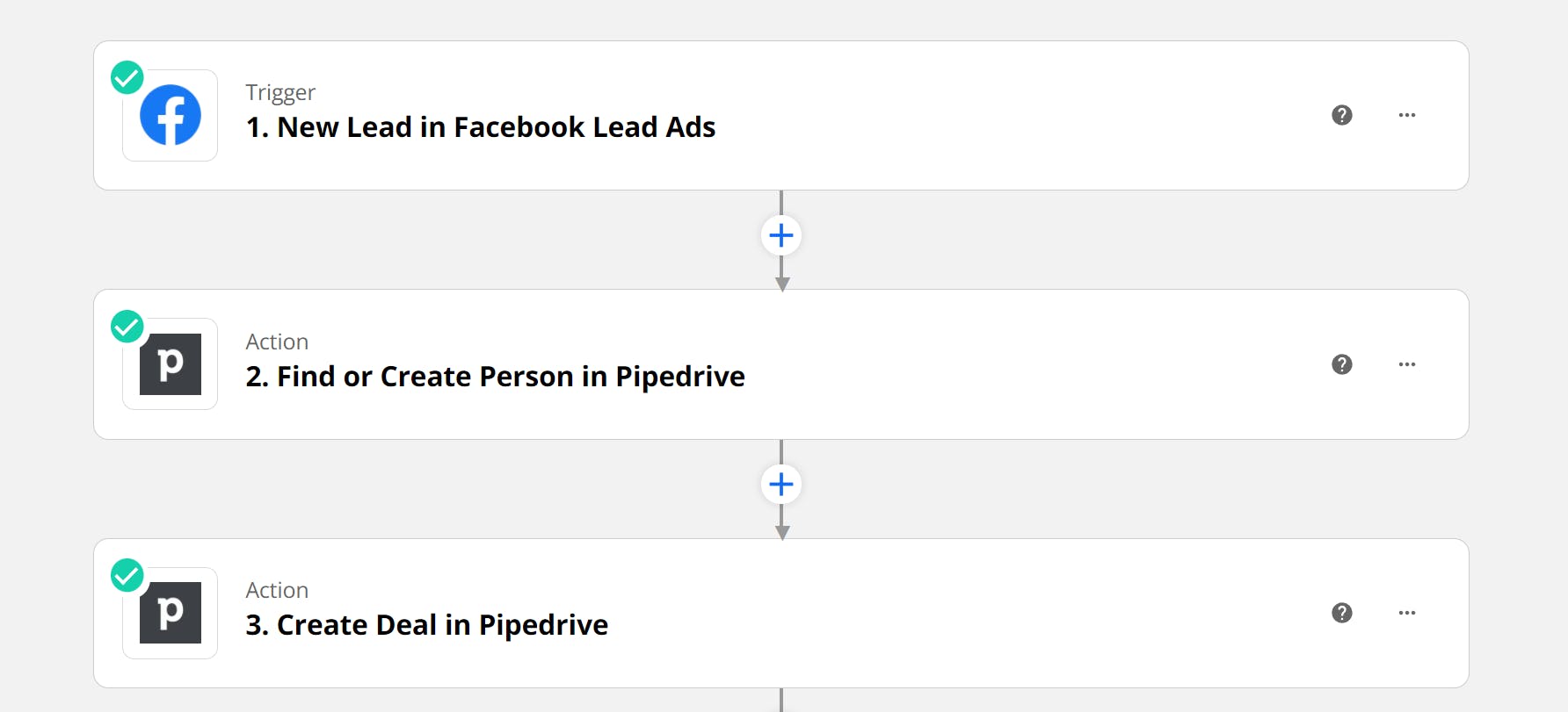 Zapier workflow to link a deal with a person in Pipedrive