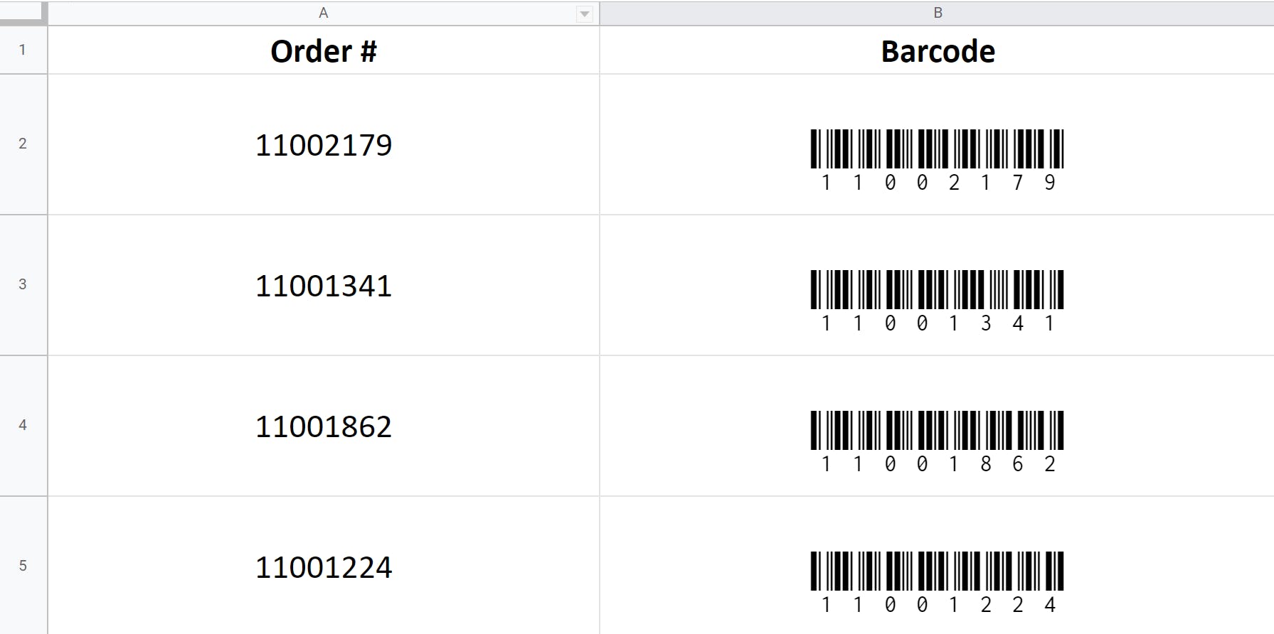 barcode generator for google sheets