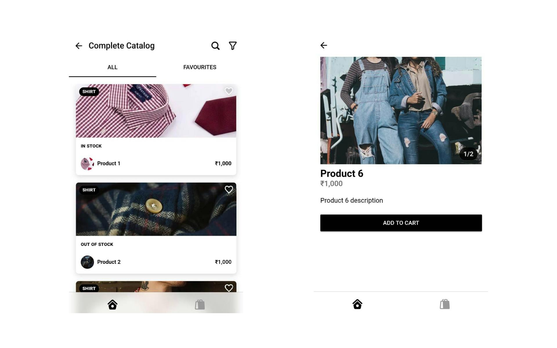 Listing details and Add to Cart for ecommerce store template in Glide Apps