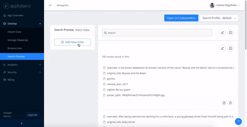 Build and test search visually